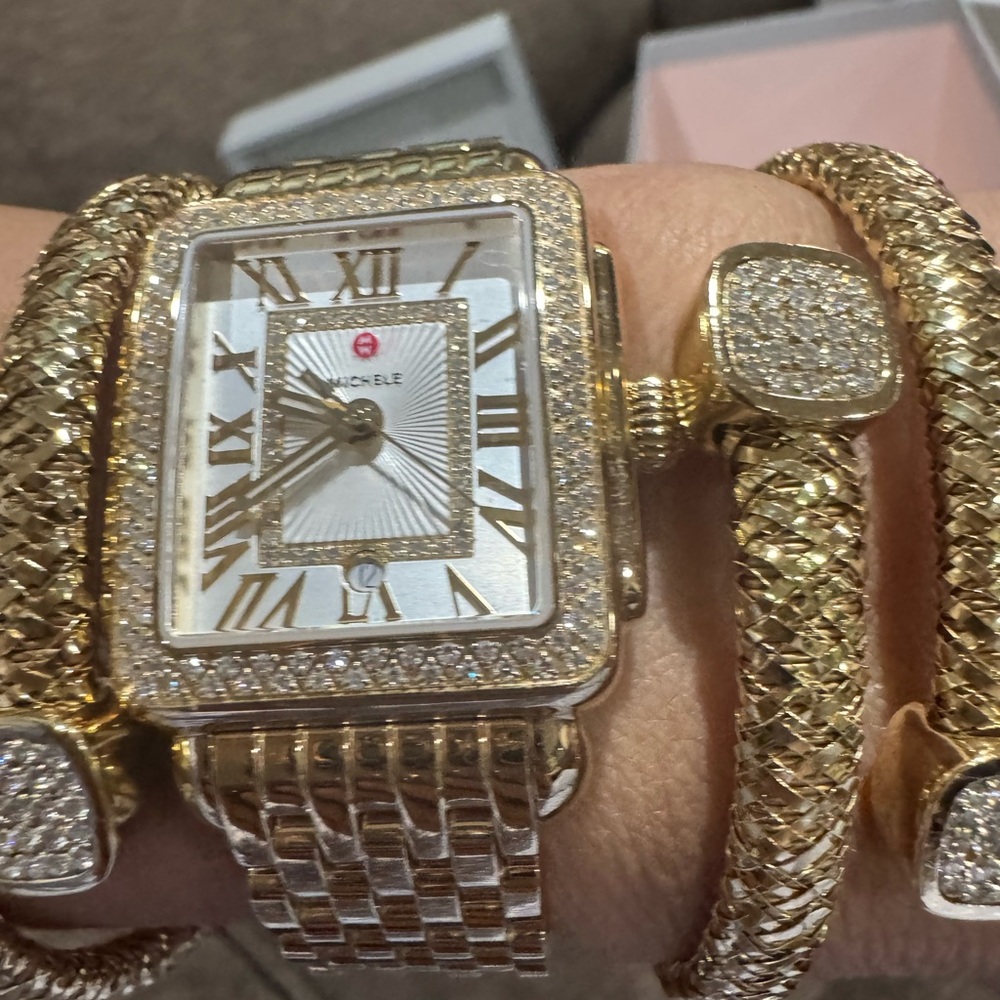 Dazzling MICHELE Deco Diamond Bezel Watch – .60 CTW – Ref. MWW06G000003 - Picture 7 of 17